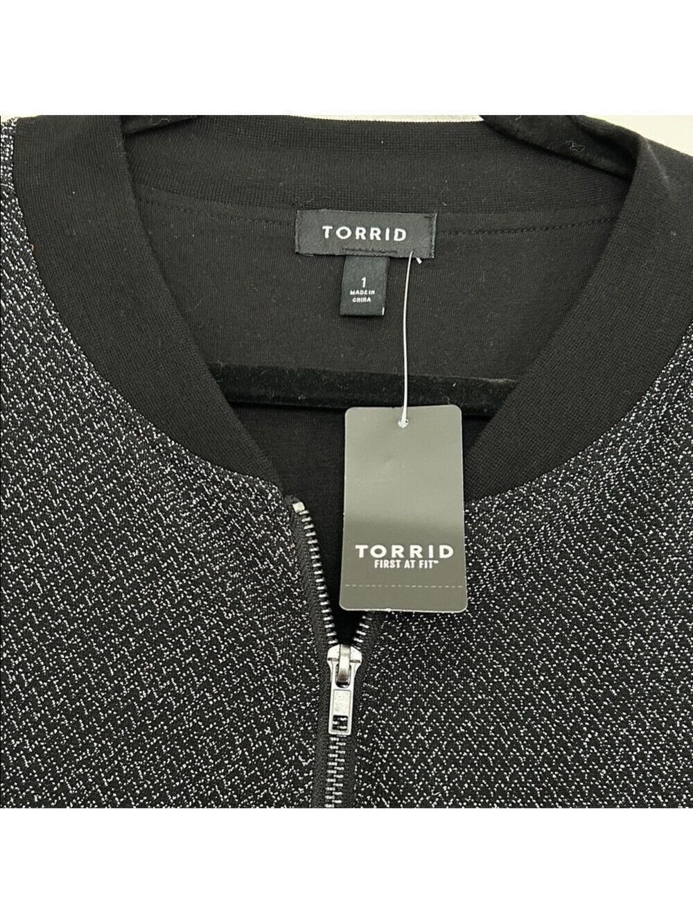 Torrid Black and Metallic Silver Bomber Jacket NWT - Picture 2 of 8